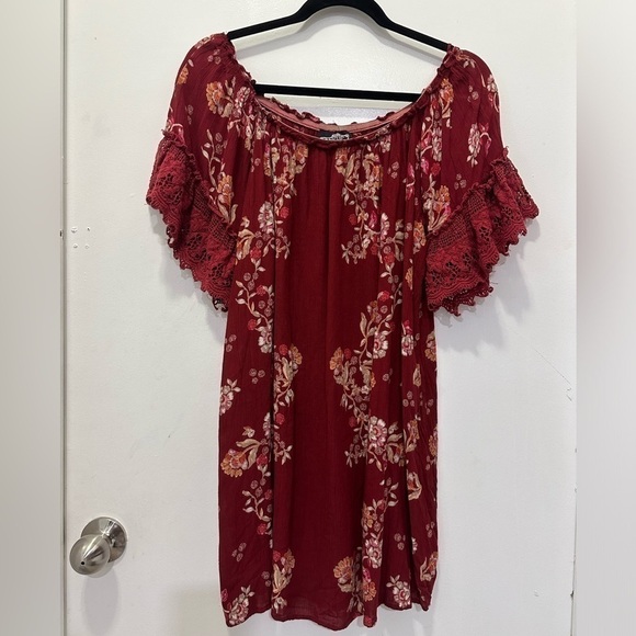 Angie Bohemian Off The Shoulder Mini Dress Sz L - Picture 4 of 4